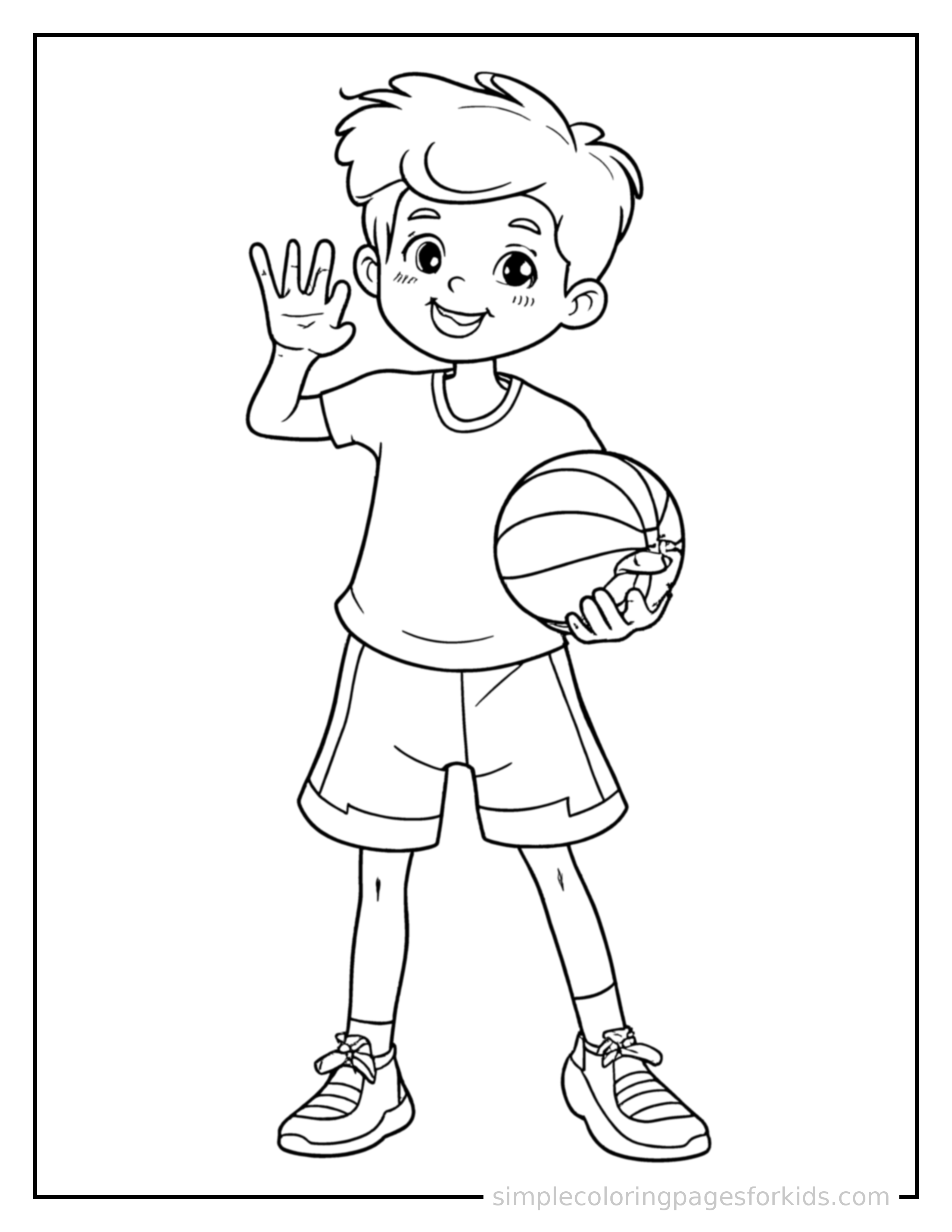 Printable basketball coloring page for kids