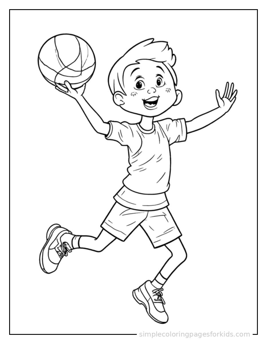 Printable basketball coloring page for kids