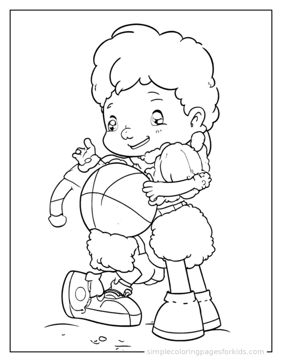 Printable basketball coloring page for kids