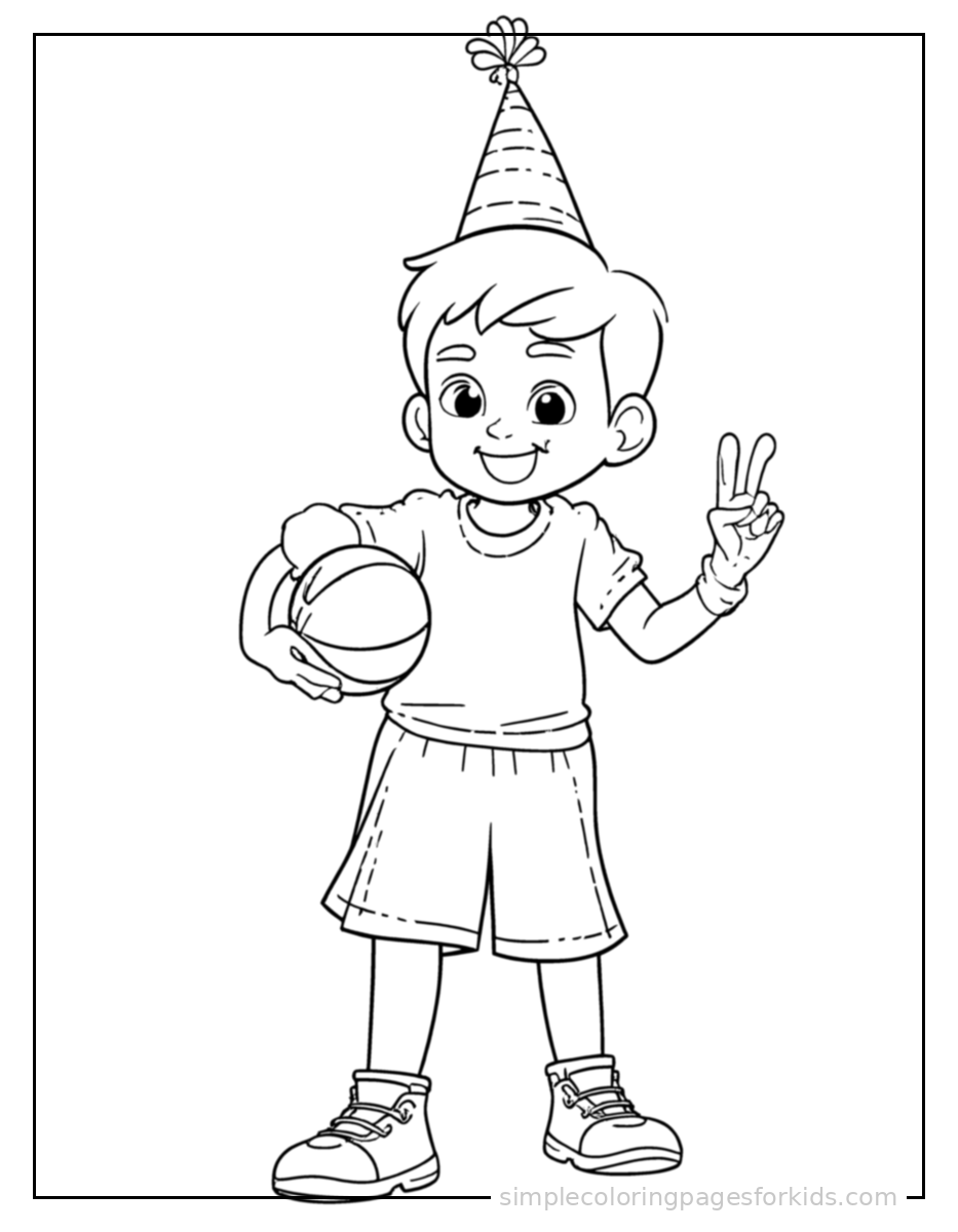 Printable basketball coloring page for kids