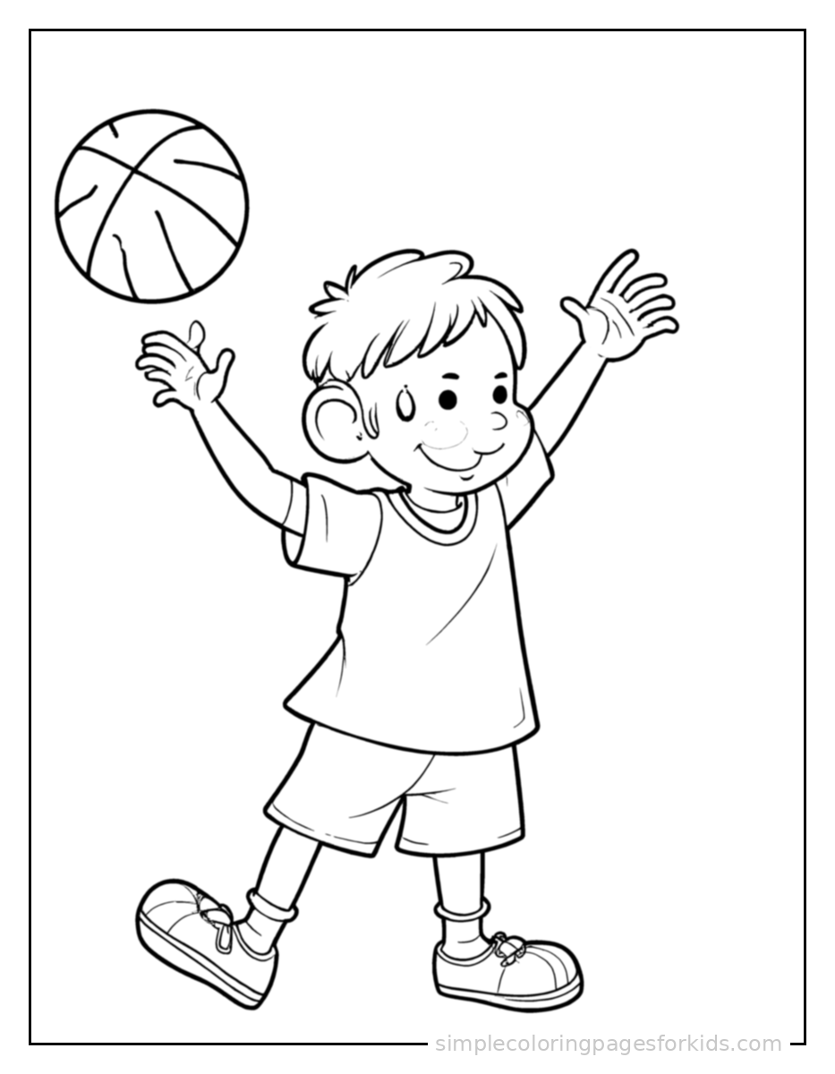 Printable basketball coloring page for kids