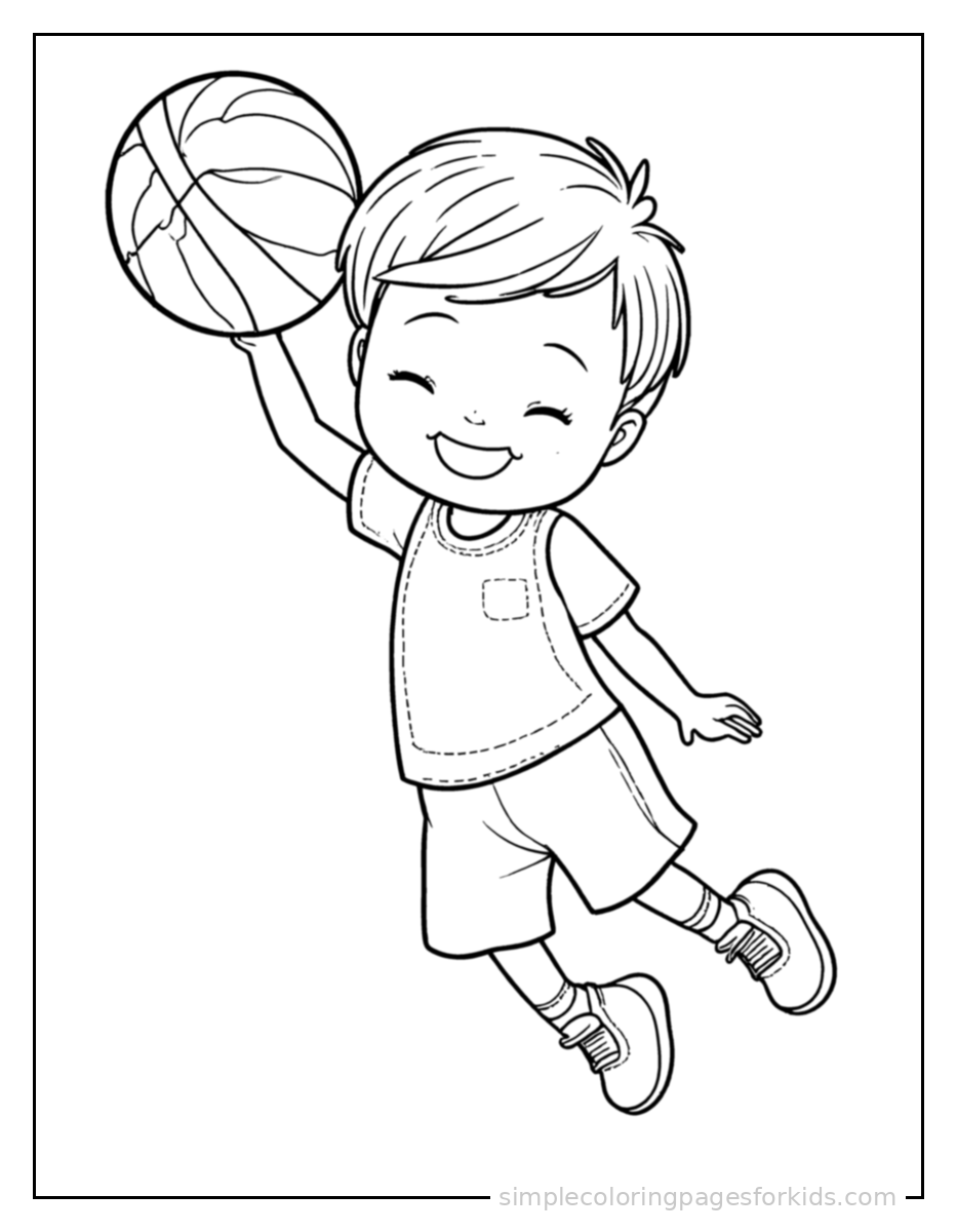 Printable basketball coloring page for kids