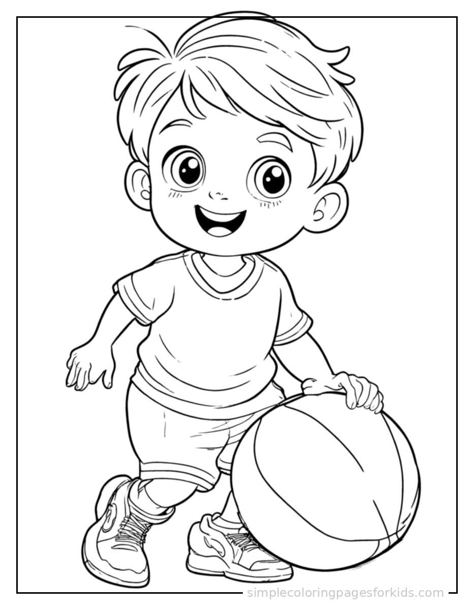 Printable basketball coloring page for kids