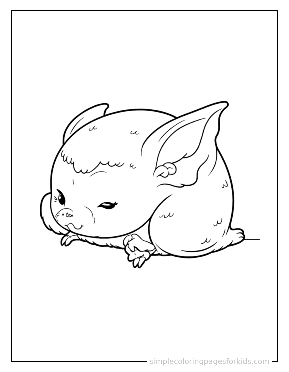 Sleepy Bat Coloring Page