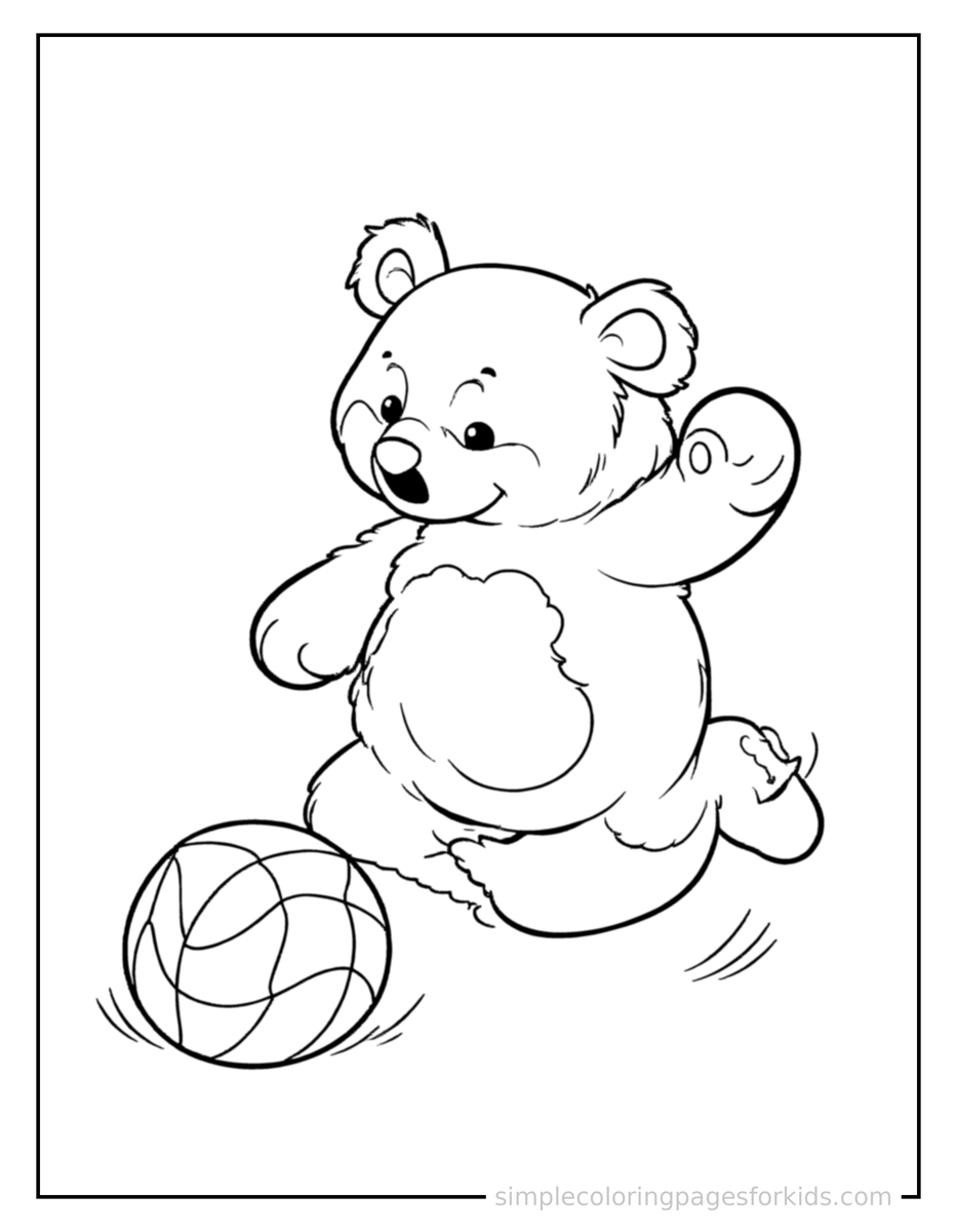 Playing with a Ball Bear Coloring Page