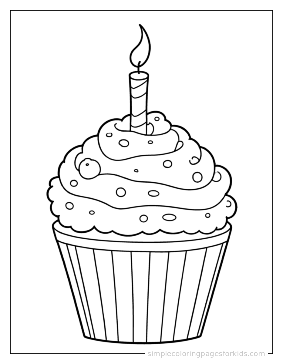 Printable birthday cake coloring page for kids