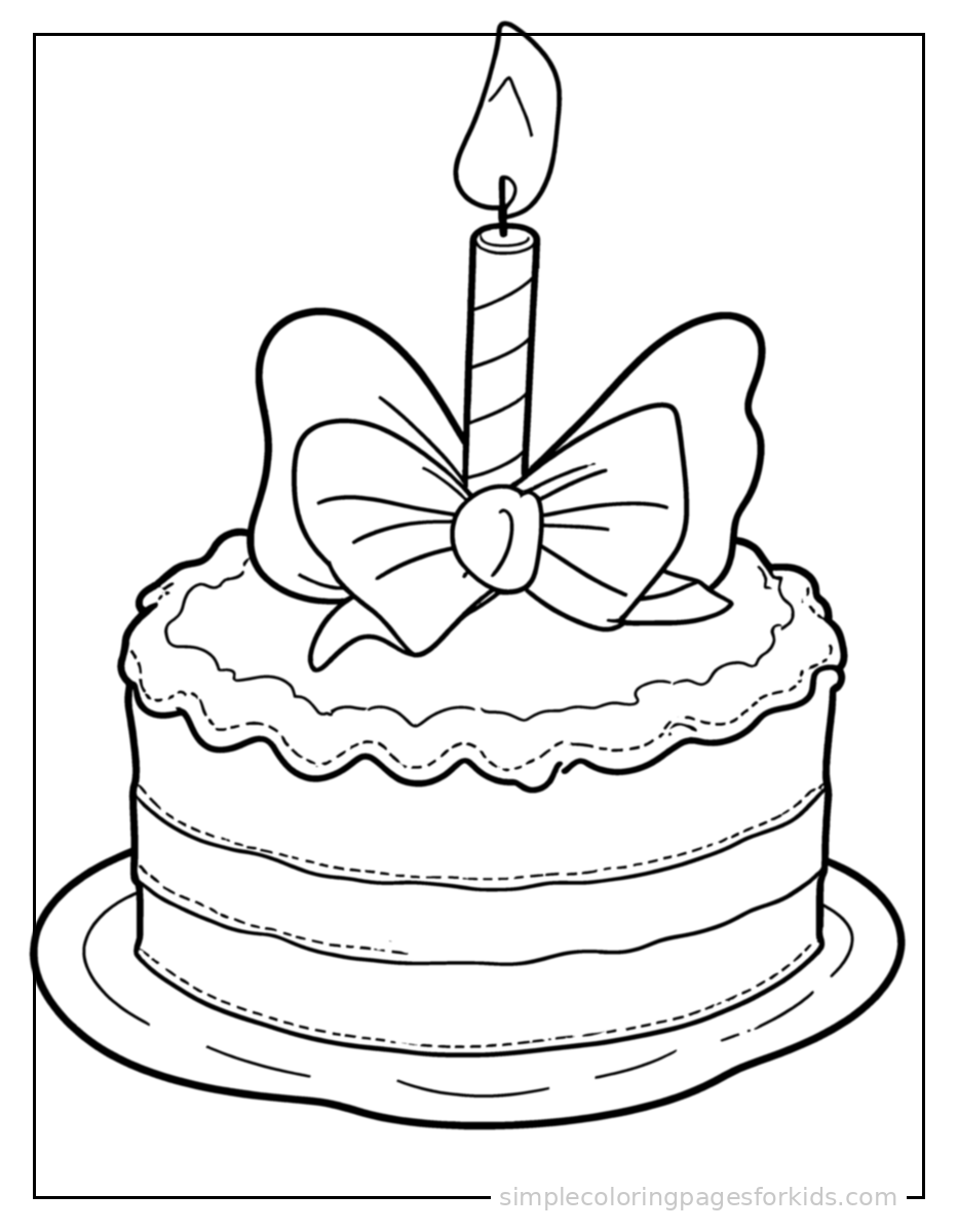 Printable birthday cake coloring page for kids