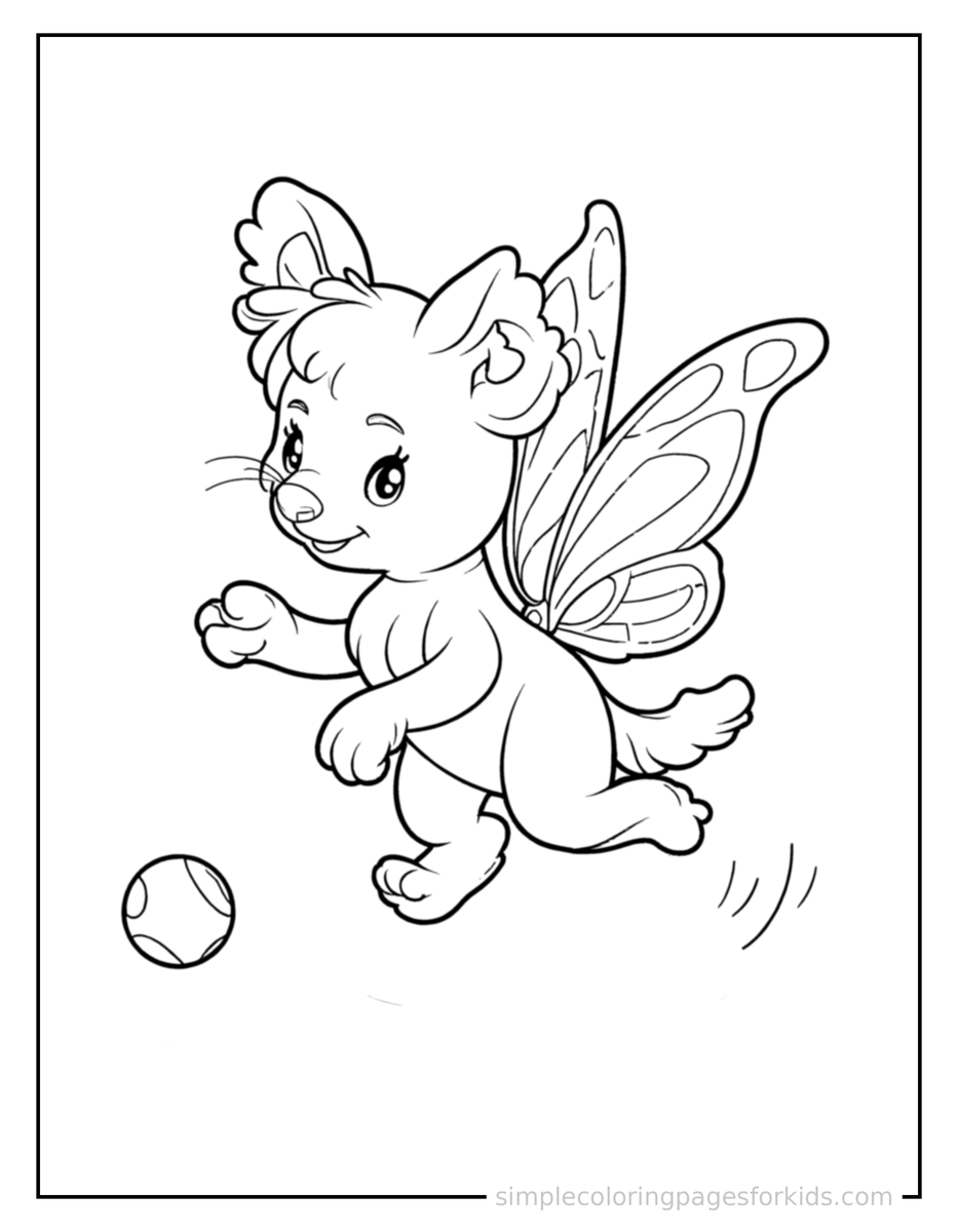 Playing with a Ball Butterfly Coloring Page