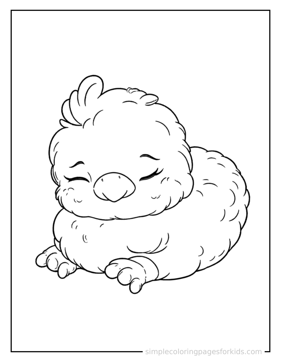 Sleepy Chicken Coloring Page