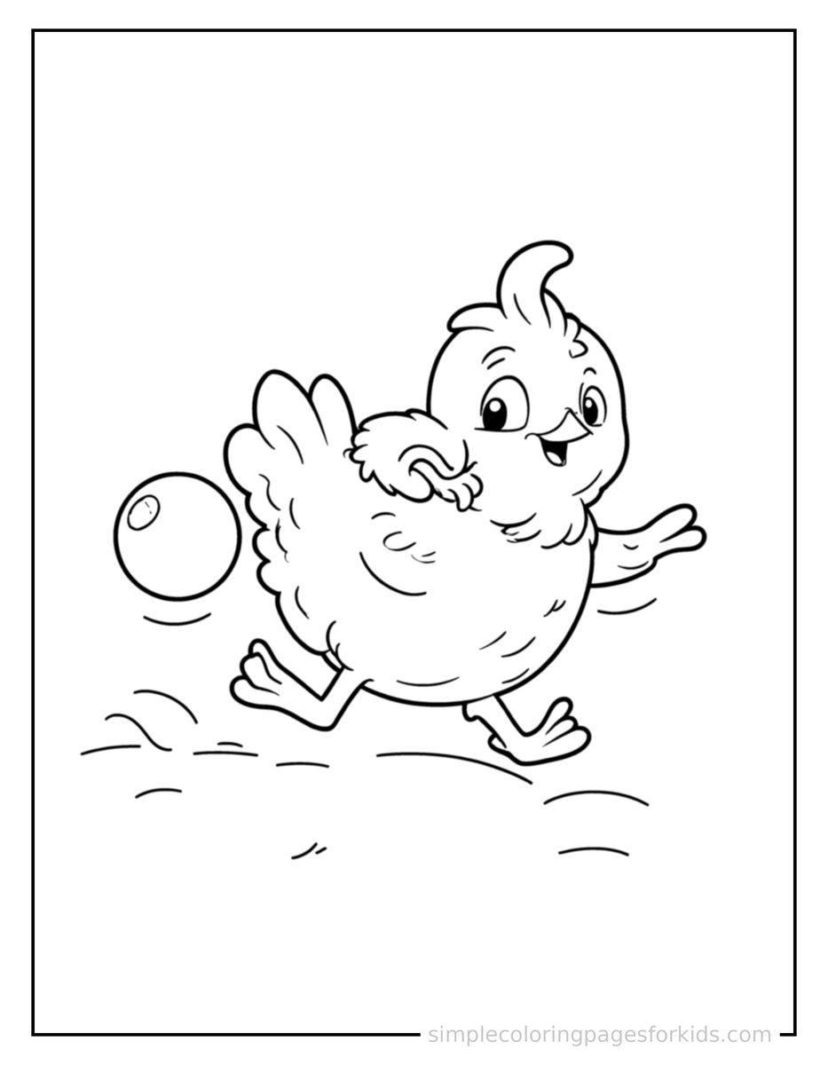 Playing with a Ball Chicken Coloring Page