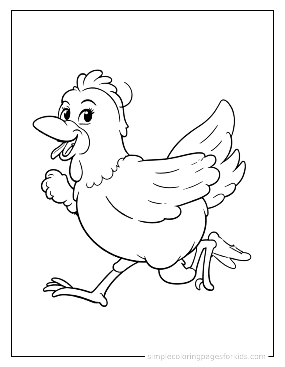 Running Chicken Coloring Page