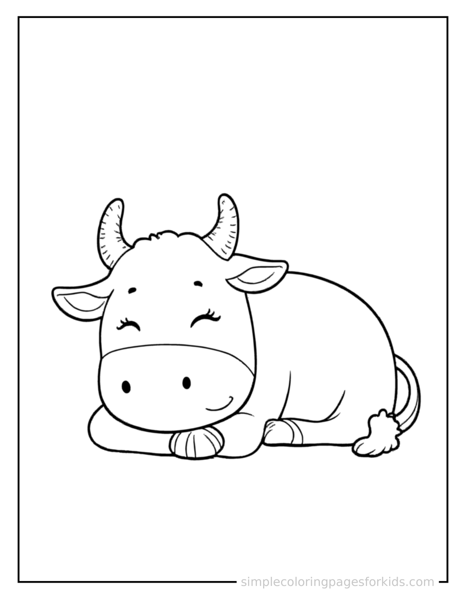 Sleepy Cow Coloring Page