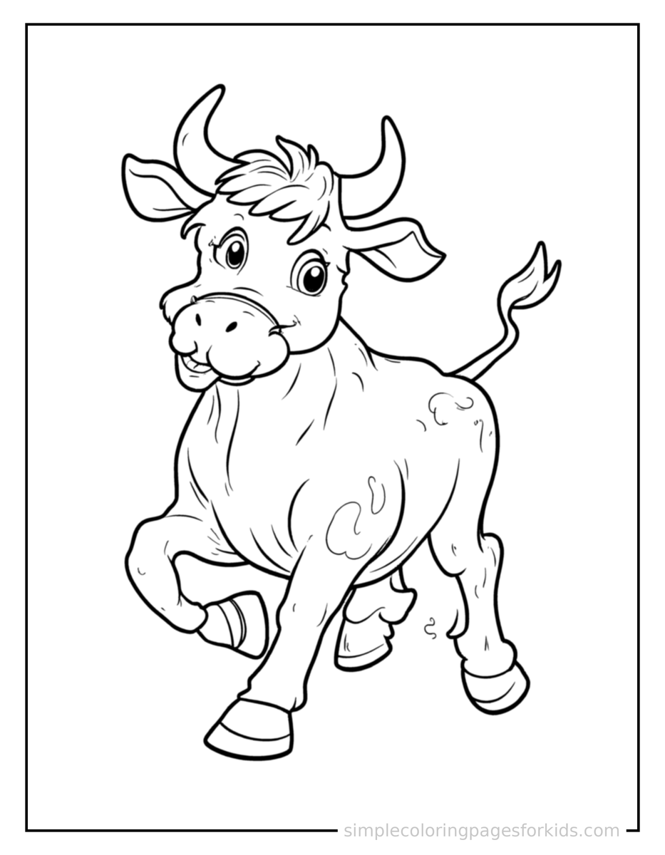 Running Cow Coloring Page