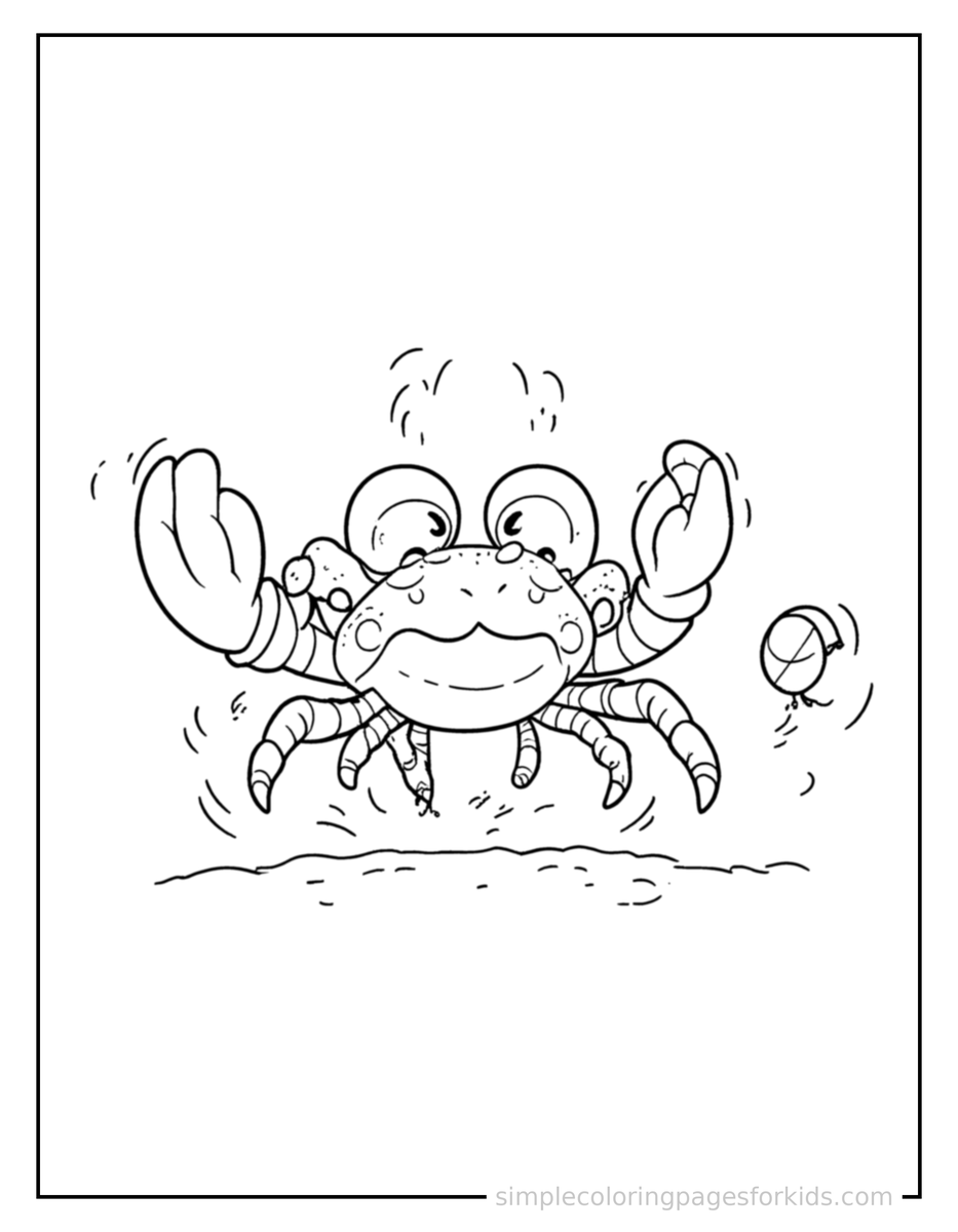 Playing with a Ball Crab Coloring Page