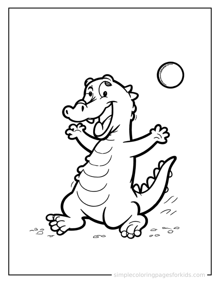 Playing with a Ball Crocodile Coloring Page