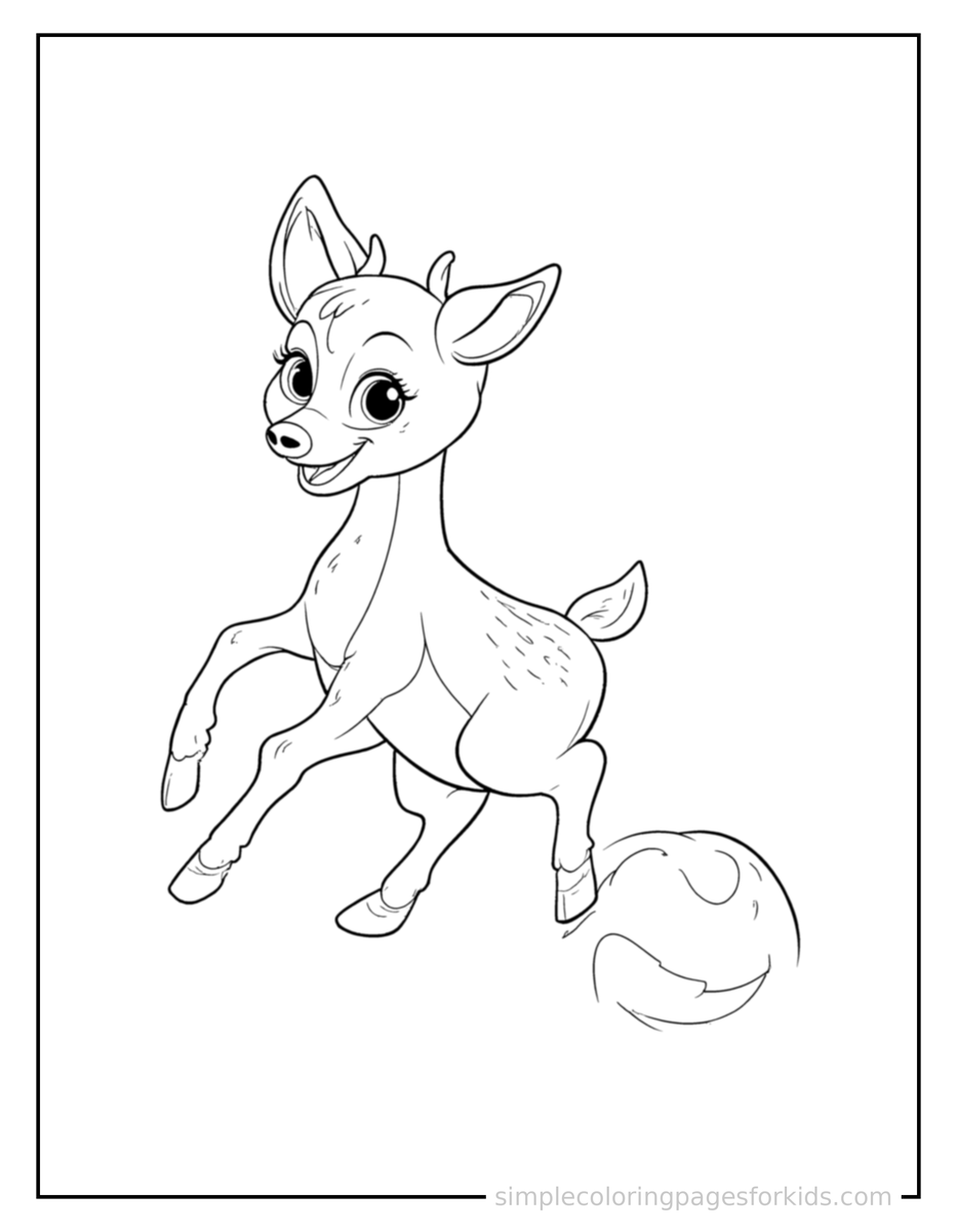Playing with a Ball Deer Coloring Page