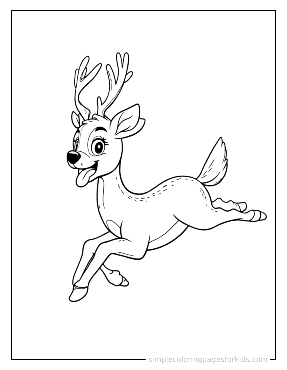 Running Deer Coloring Page