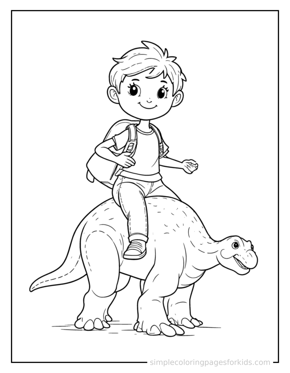 Proud Dino Rider Coloring Page