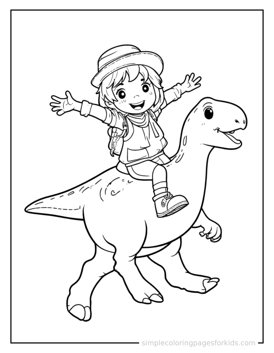 Jumping Dino Rider Coloring Page