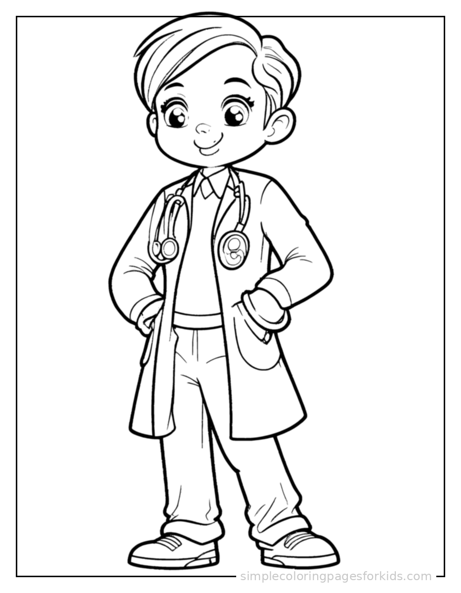 Printable doctor coloring page for kids