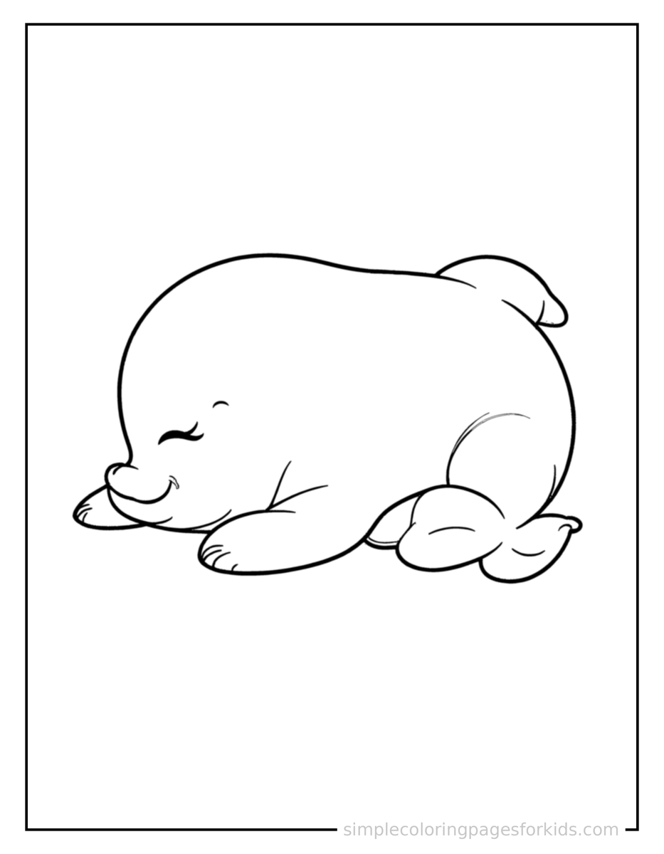 Sleepy Dolphin Coloring Page