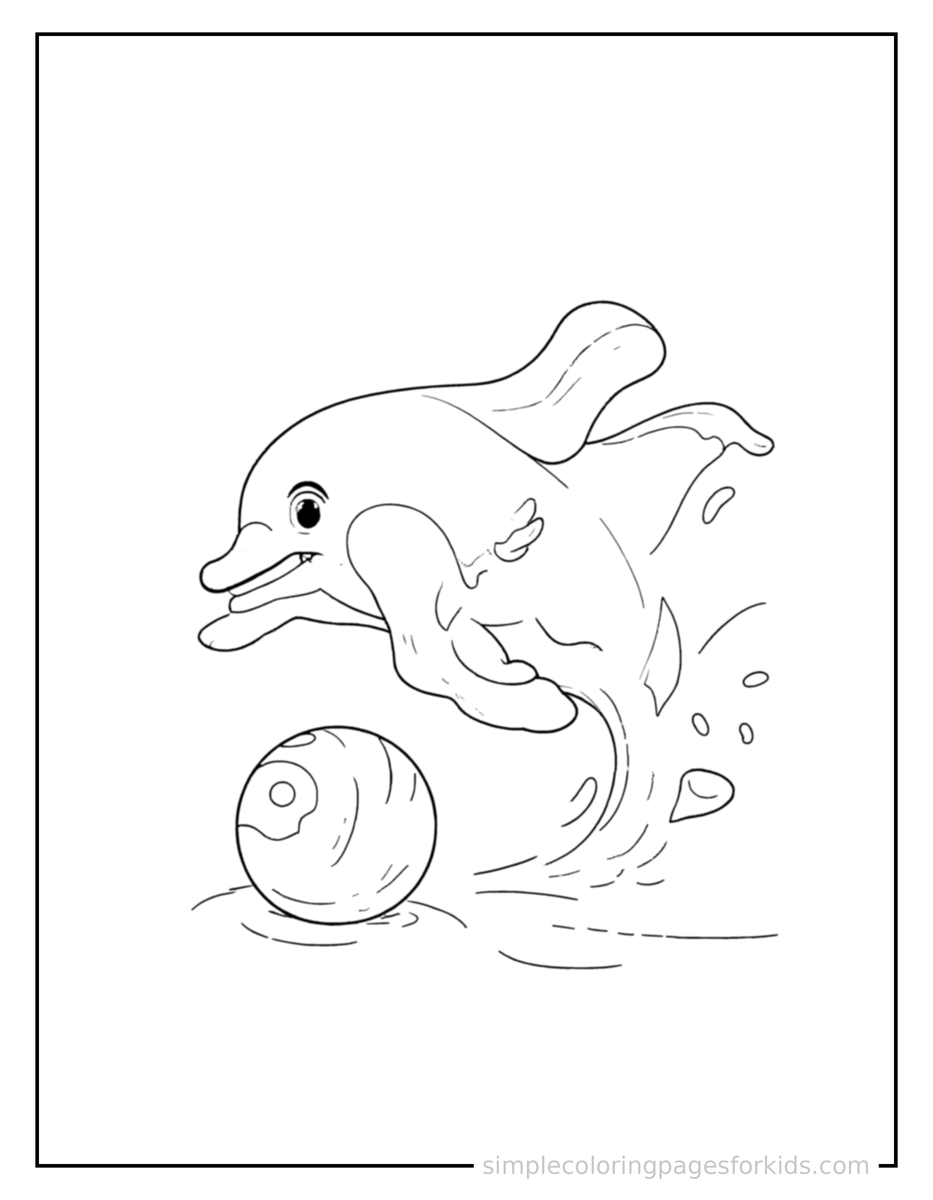 Playing with a Ball Dolphin Coloring Page