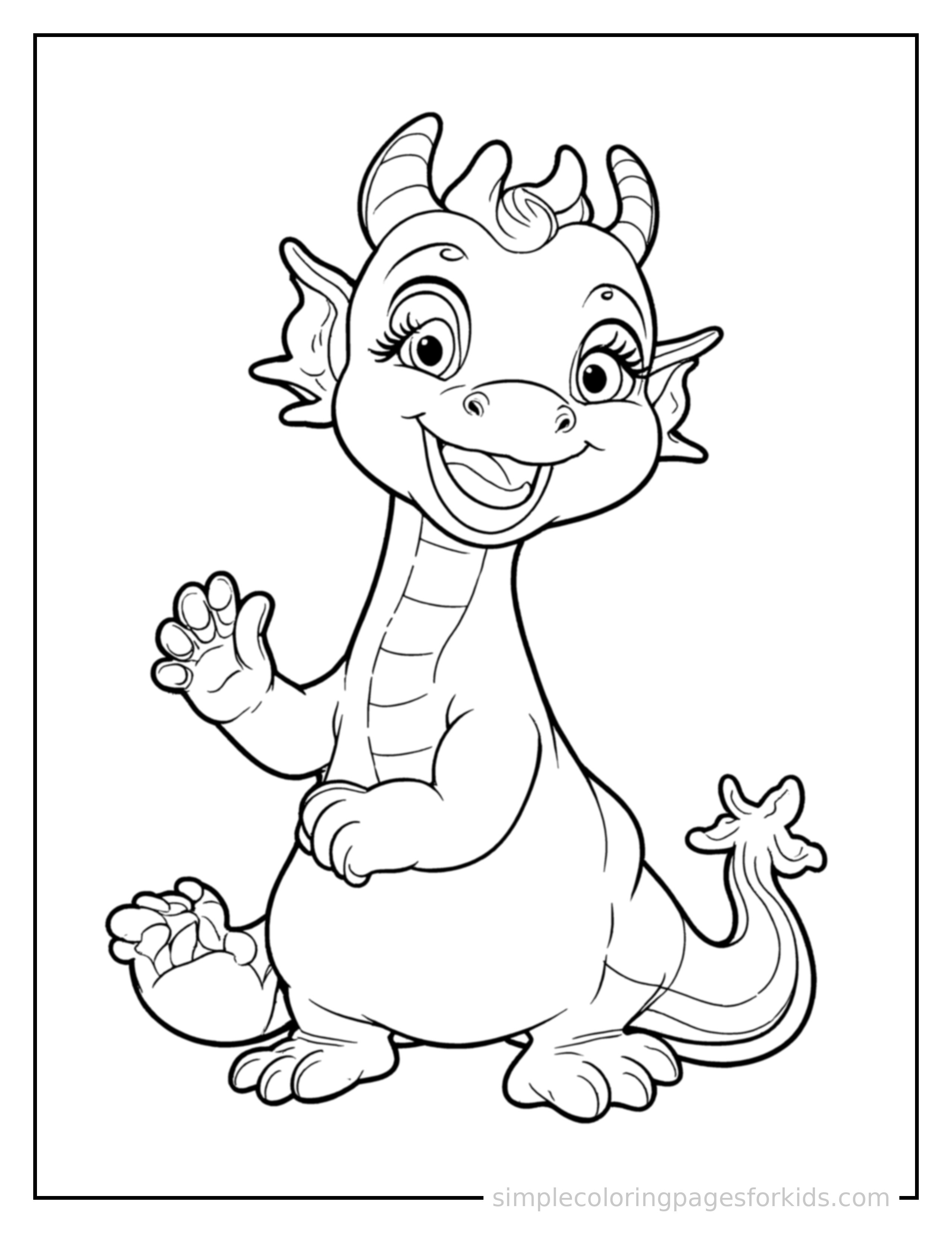 Printable dragon coloring page for kids