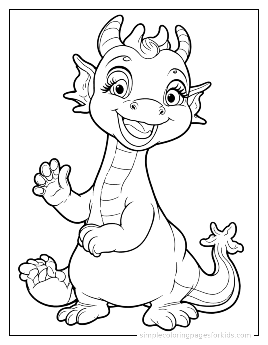 Printable dragon coloring page for kids