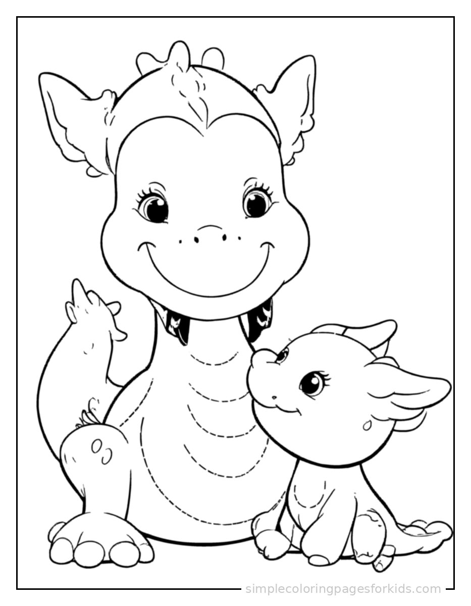 Printable dragon coloring page for kids