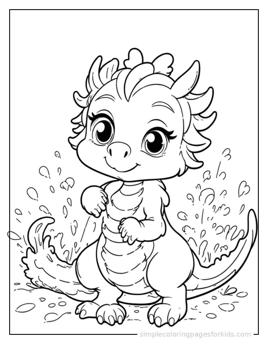 Printable dragon coloring page for kids