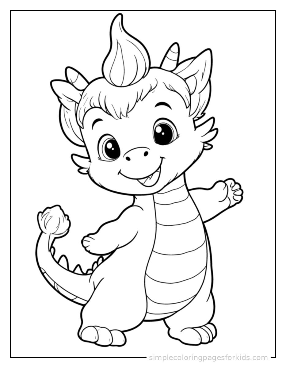 Printable dragon coloring page for kids