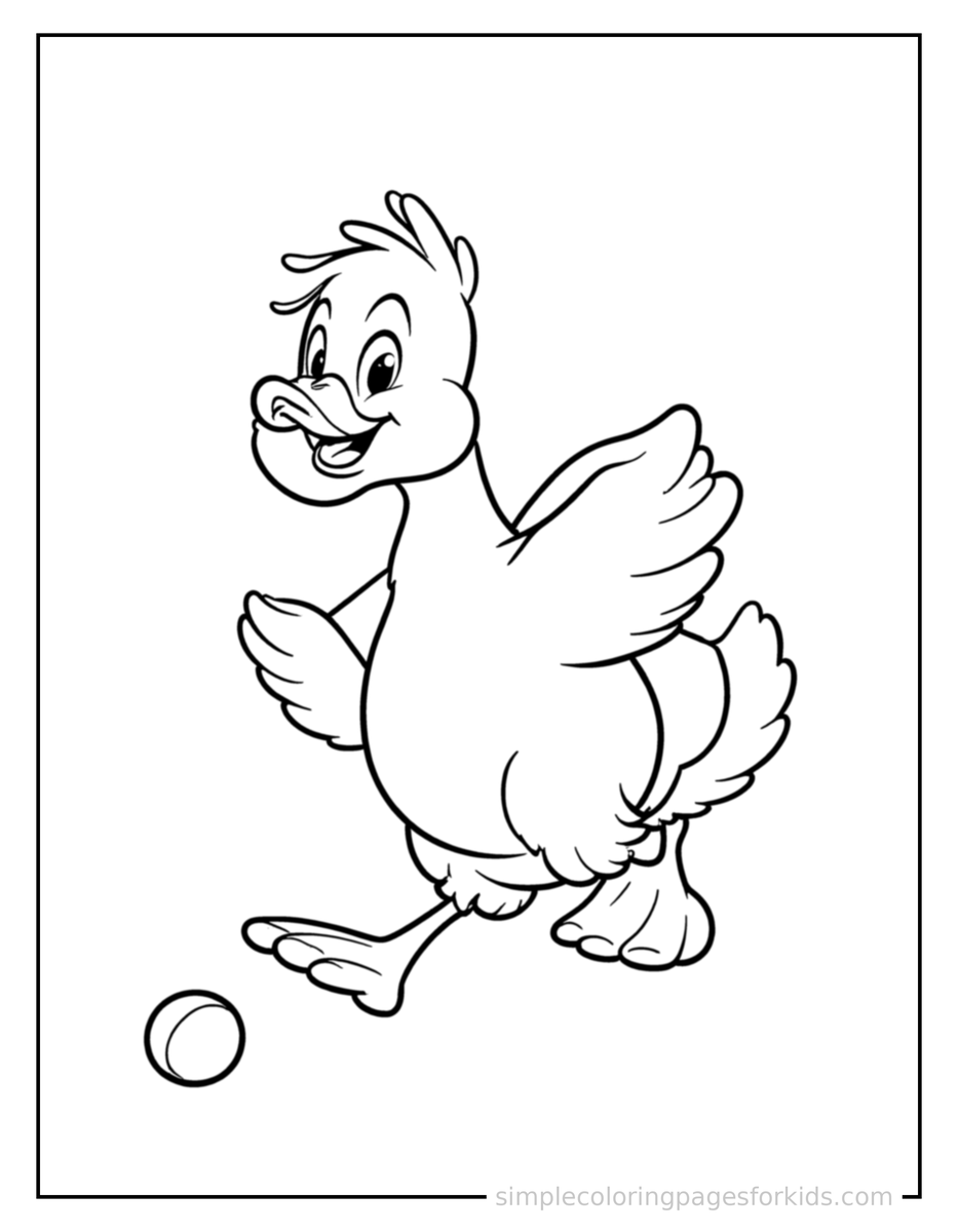 Playing with a Ball Duck Coloring Page