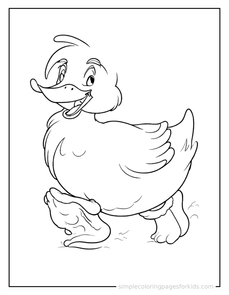 Running Duck Coloring Page