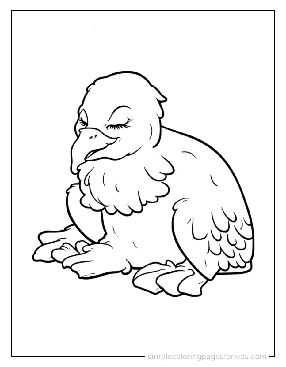 Sleepy Eagle Coloring Page