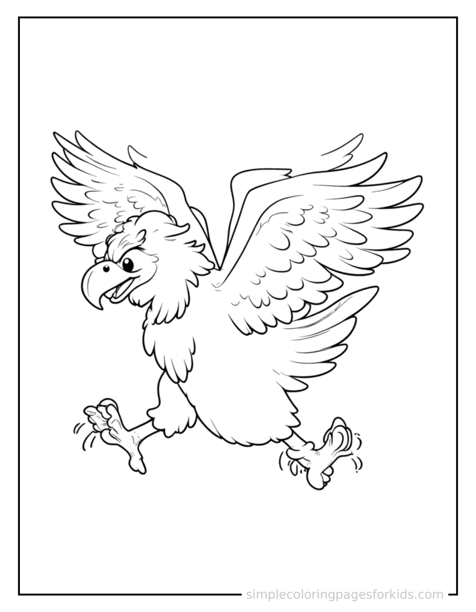 Running Eagle Coloring Page