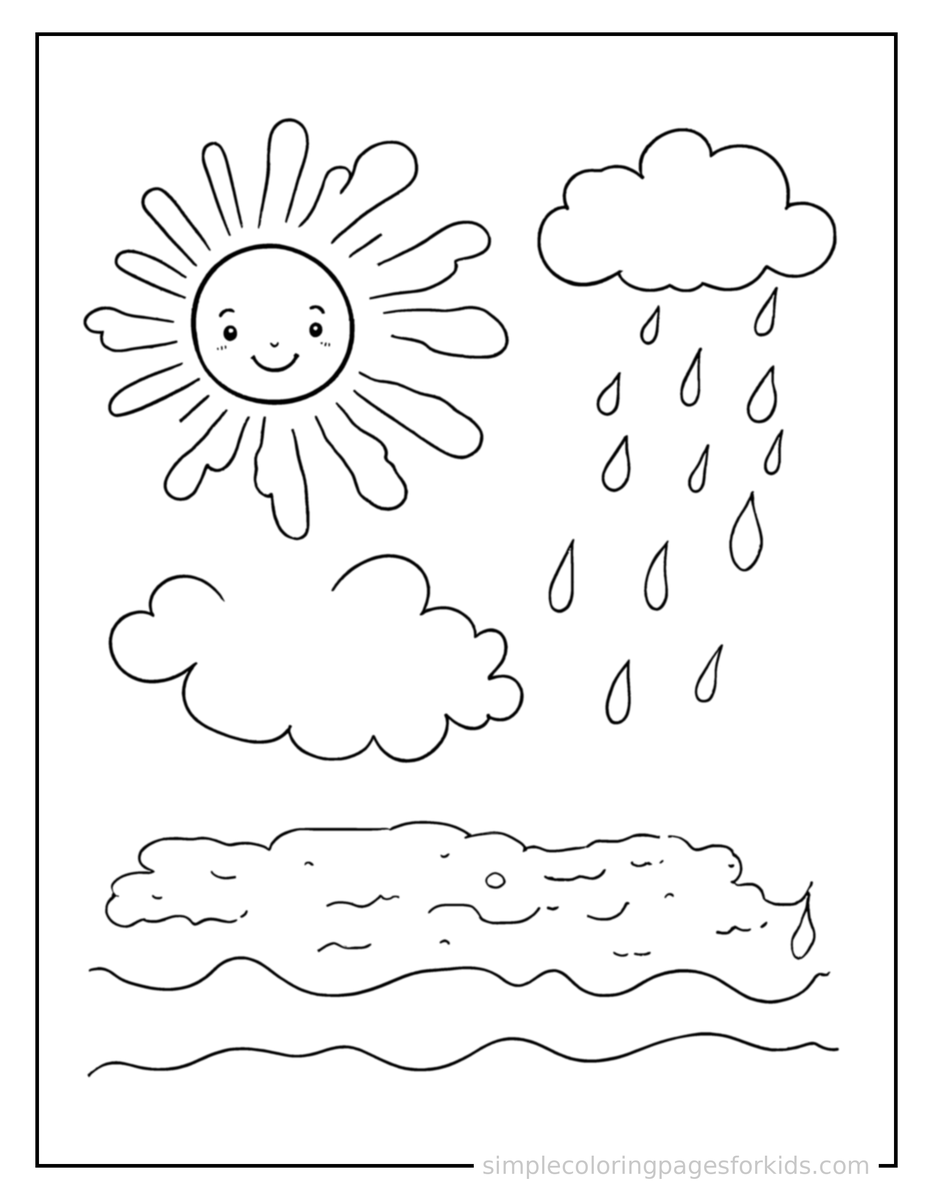 Weather Chart With Sun And Rain Coloring Pages