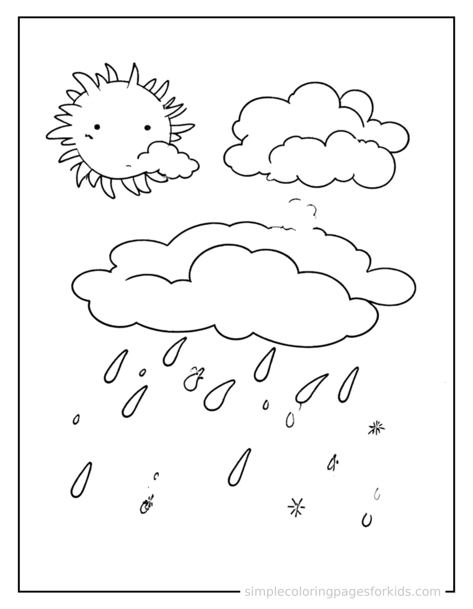Sparkling Weather Chart With Sun And Rain Coloring Page