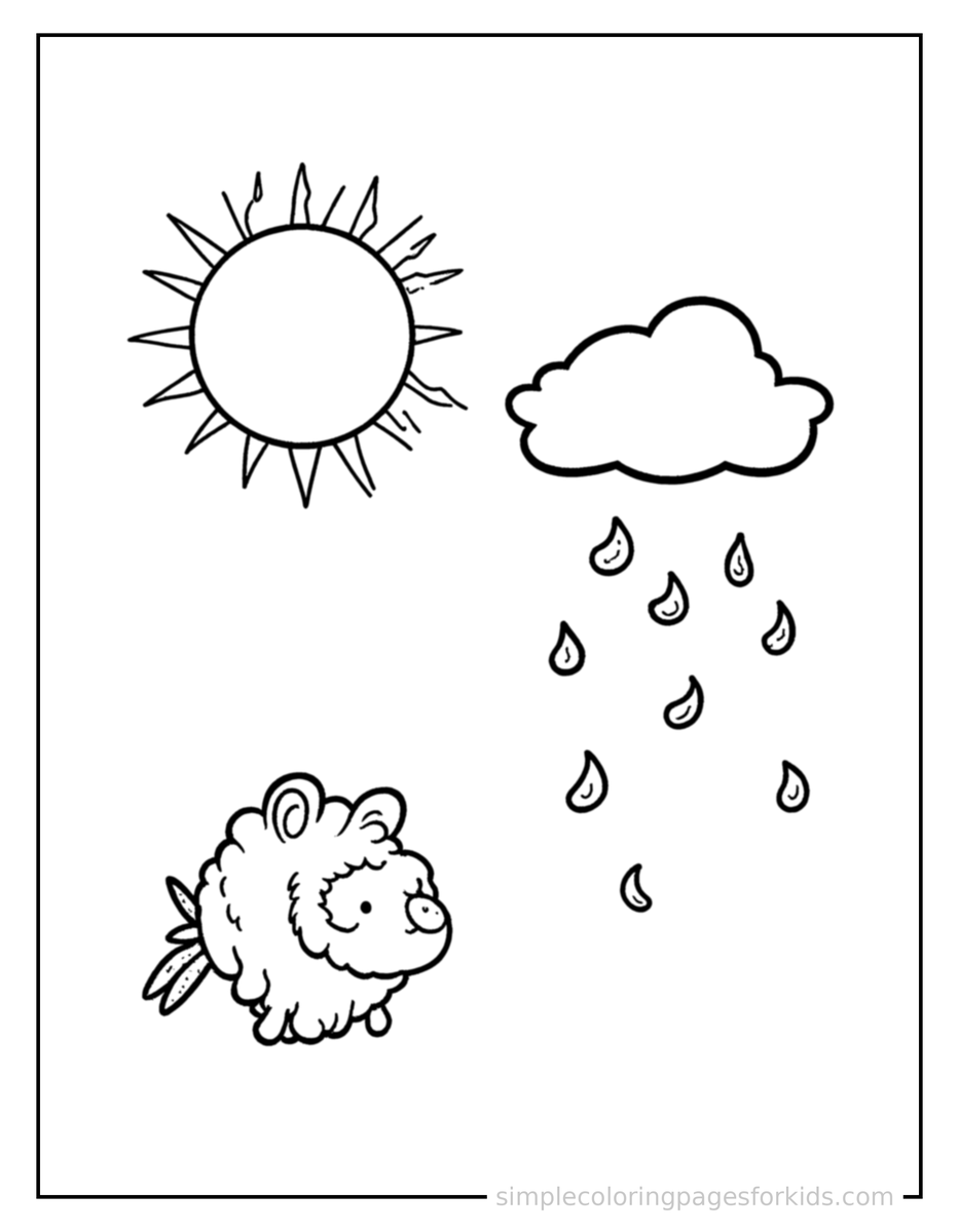 Coloring Scene 3 Weather Chart With Sun And Rain Coloring Page