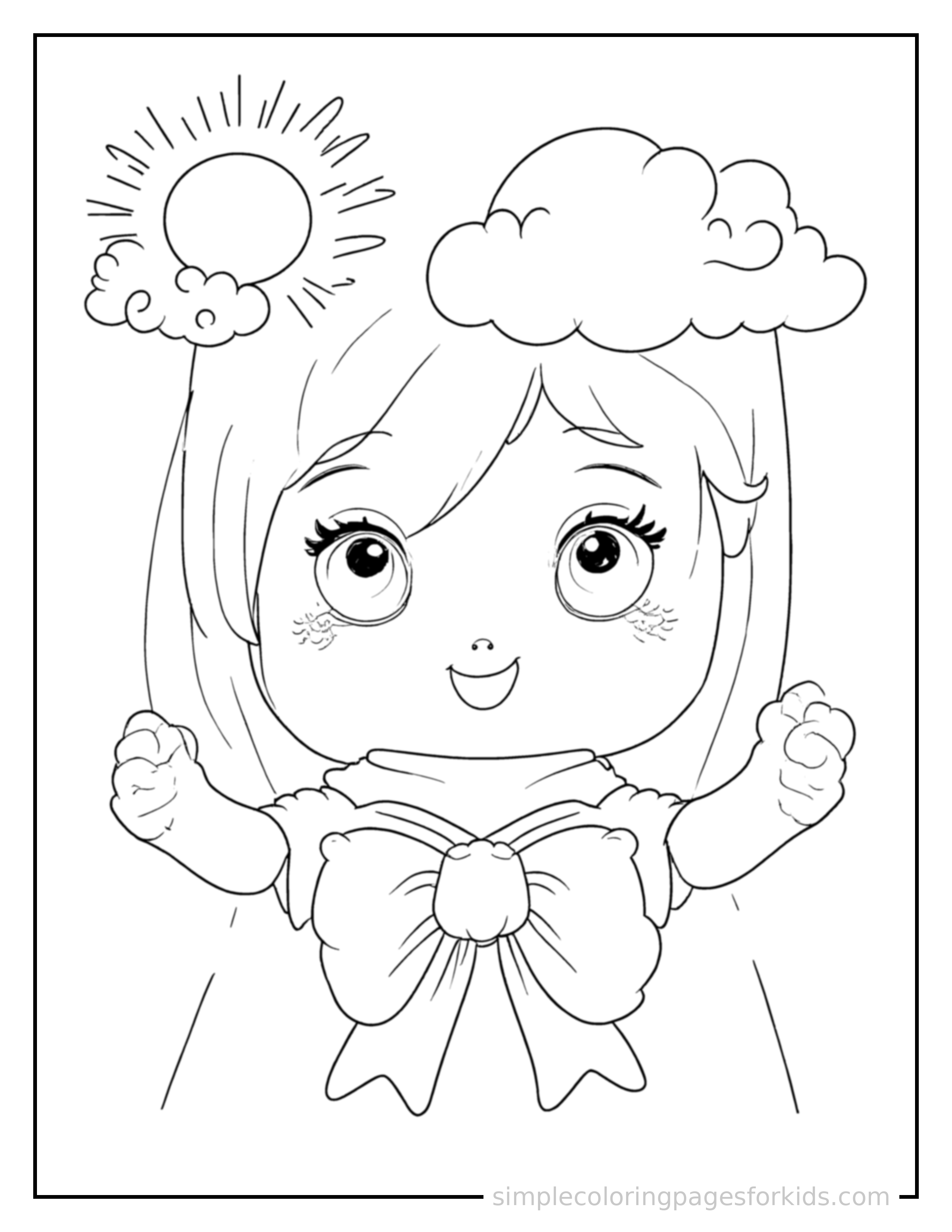 Free printable weather chart with sun and rain coloring page featuring a cute weather chart with sun and rain, decorated with a simple bow or ribbon for a festive touch.