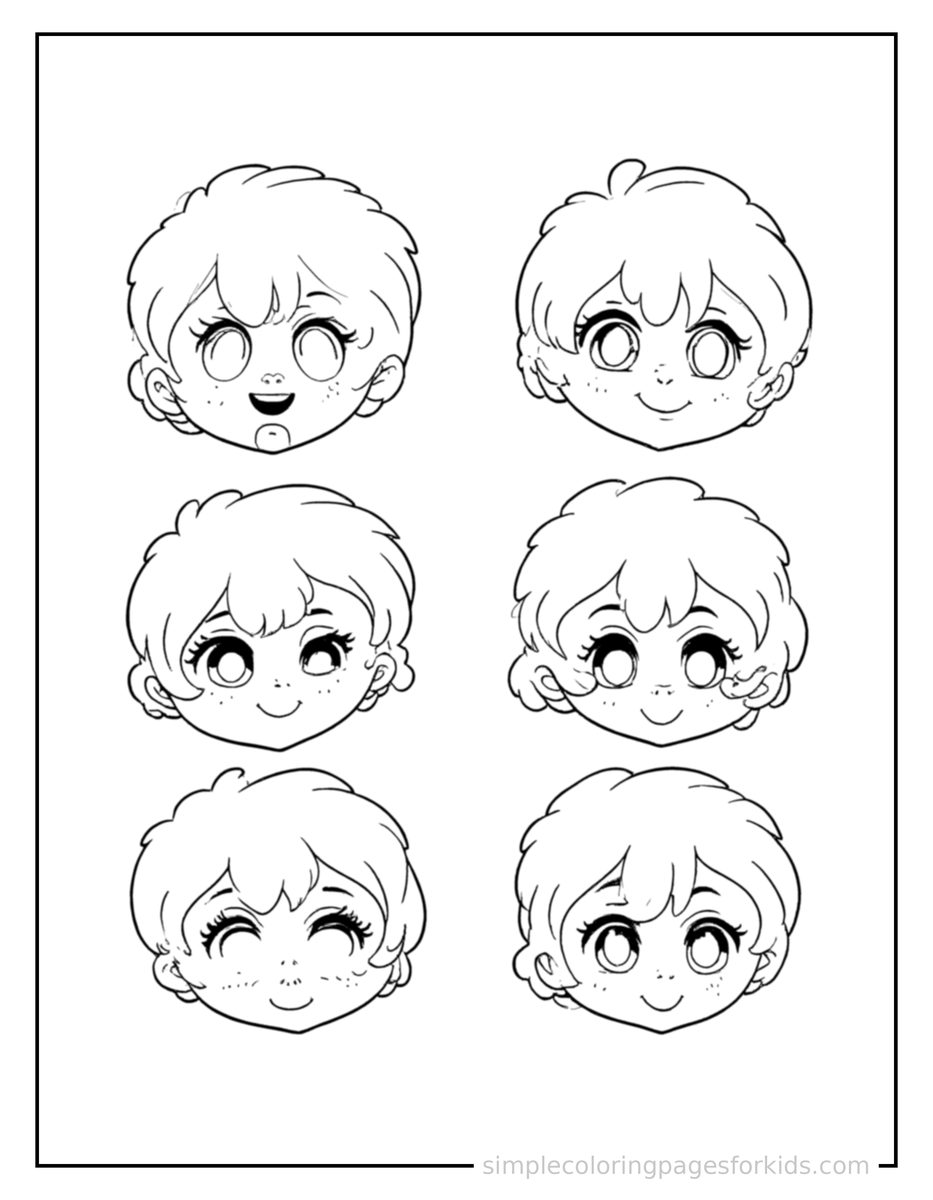 Emotions Faces Chart Happy And Sad Coloring Pages