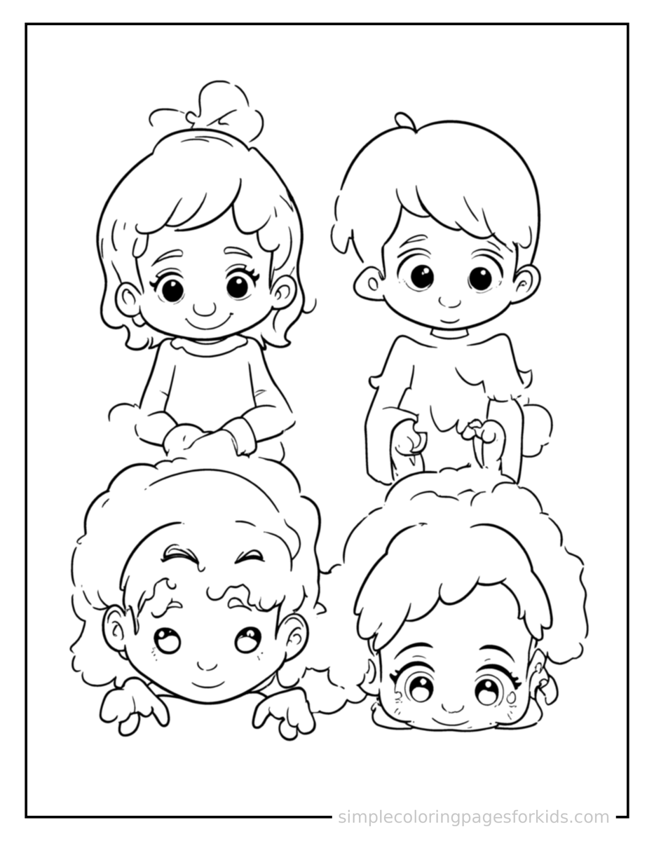 Coloring Scene 3 Emotions Faces Chart Happy And Sad Coloring Page