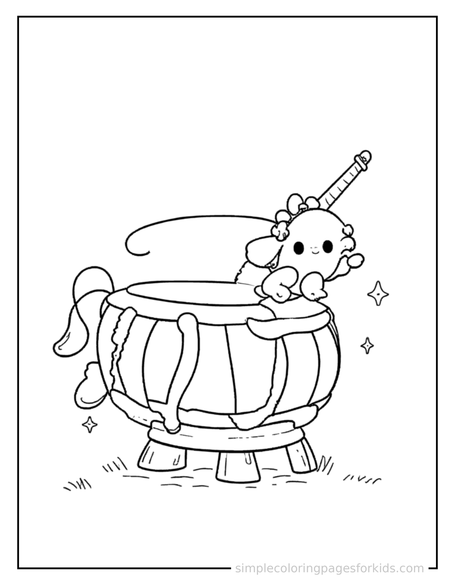 Sparkling Musical Instrument Like A Drum Coloring Page