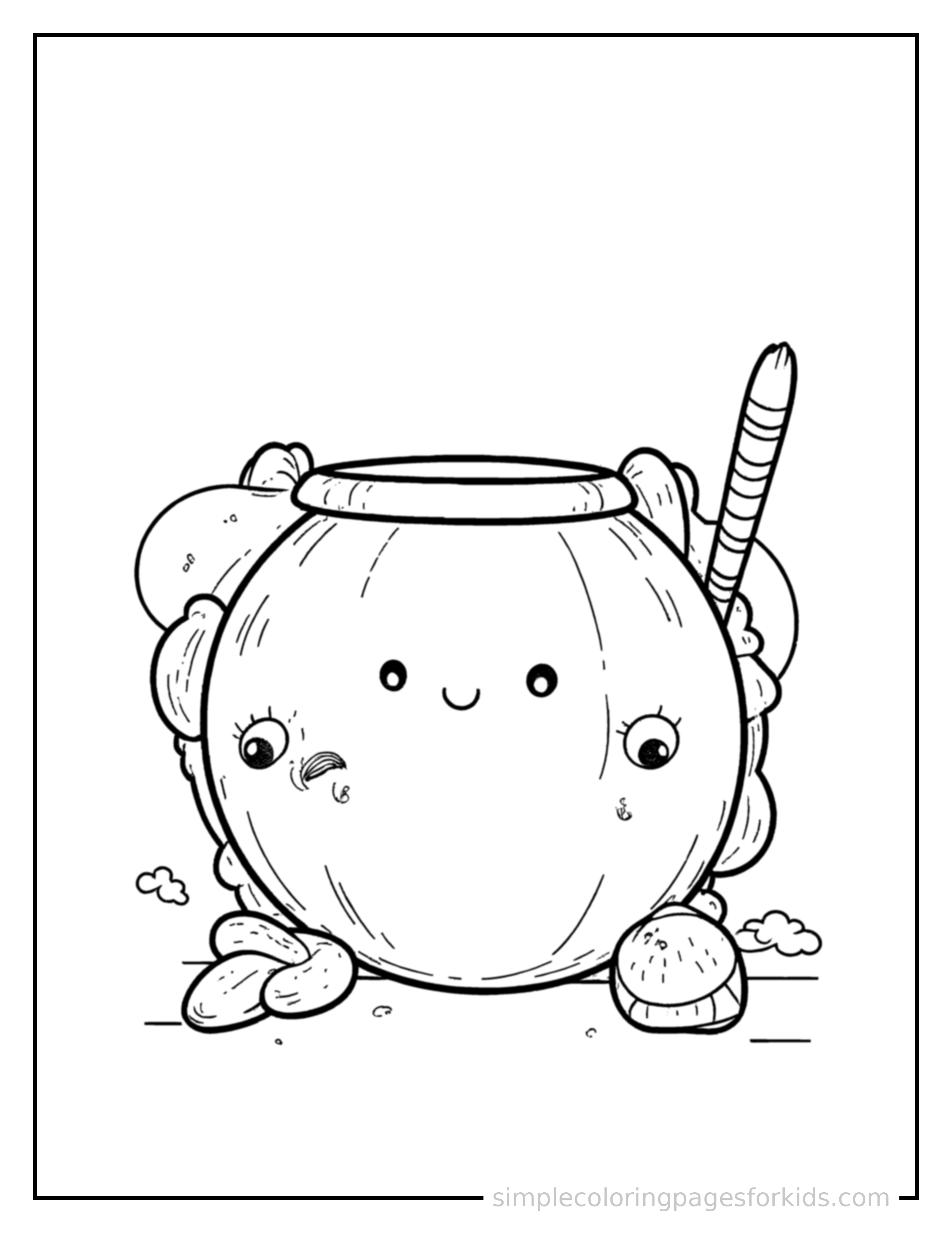 Free printable musical instrument like a drum coloring page featuring a cute musical instrument like a drum, shown with a smaller mini version of itself beside it.