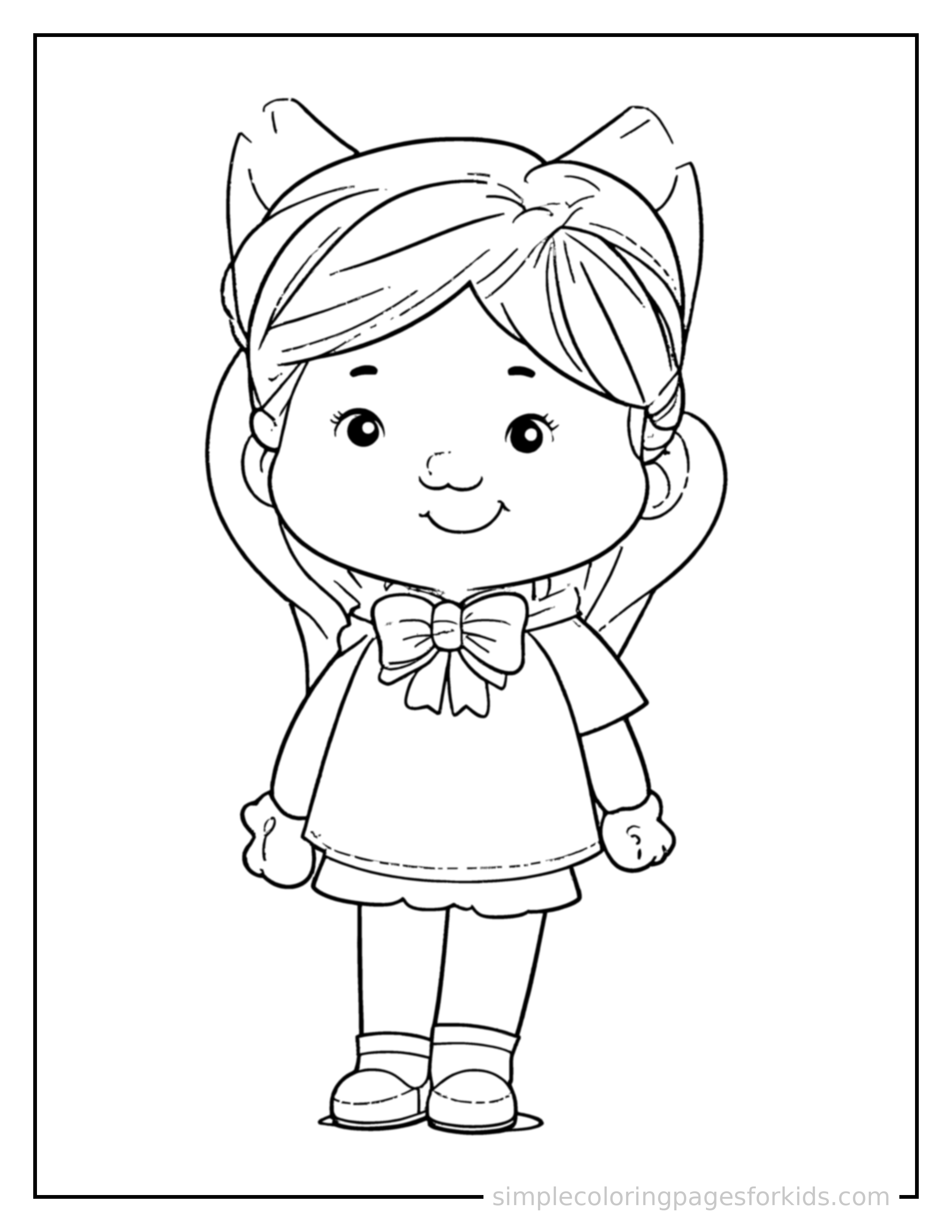 Free printable body parts diagram of a kid coloring page featuring a cute body parts diagram of a kid, decorated with a simple bow or ribbon for a festive touch.