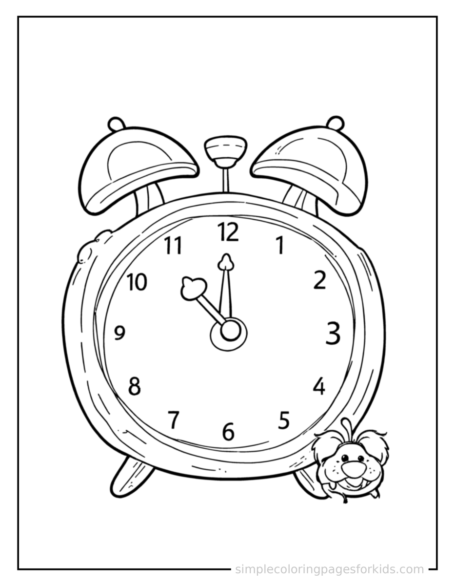Telling Clock Showing Telling Time Coloring Page