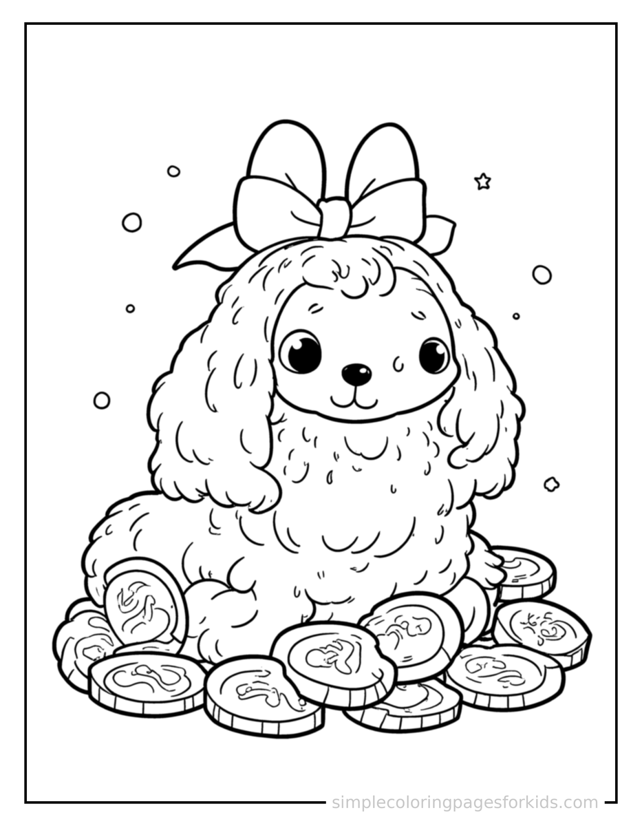 Coloring Scene 4 Coins And Money Illustration Coloring Page