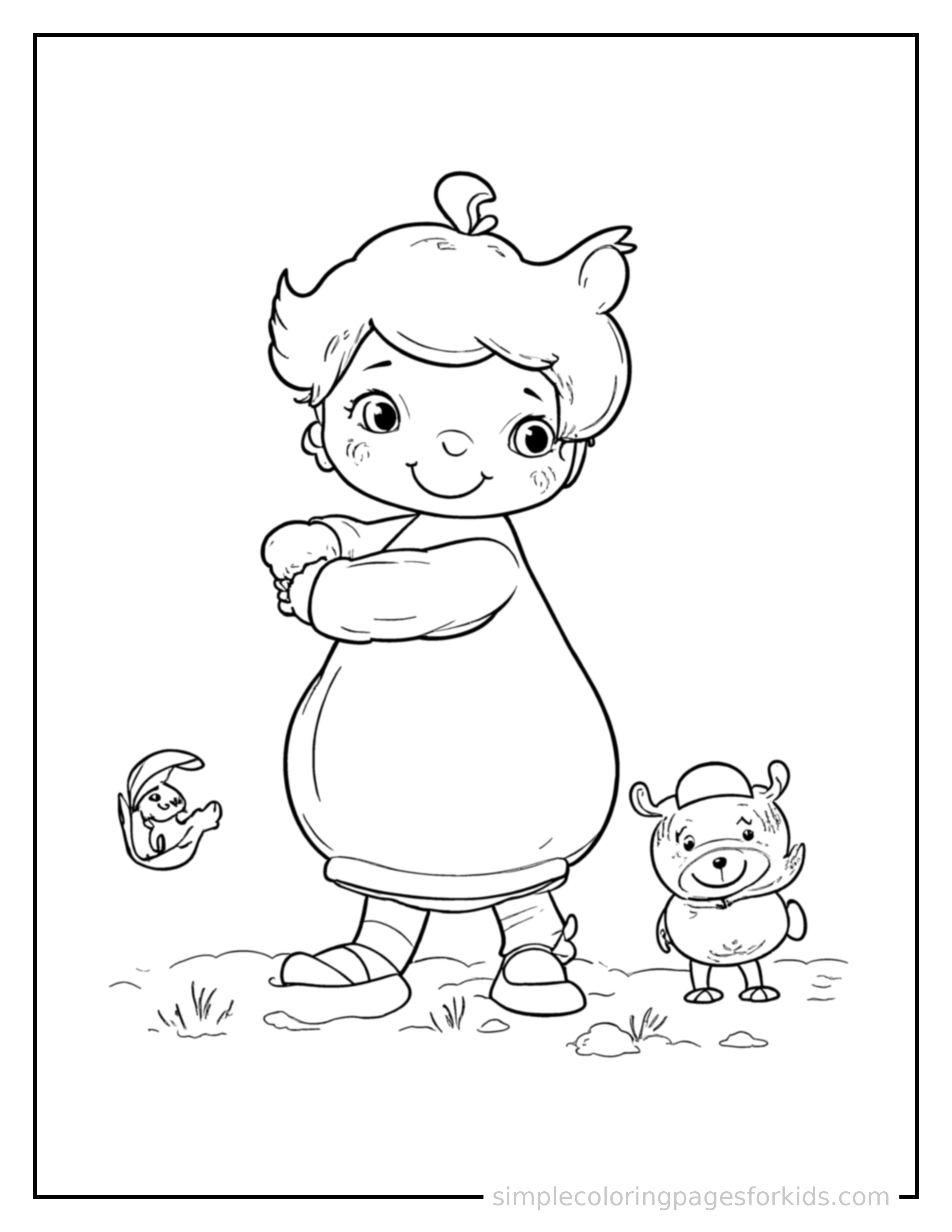 Free printable simple addition math illustration coloring page featuring a cute simple addition math illustration, shown with a smaller mini version of itself beside it.