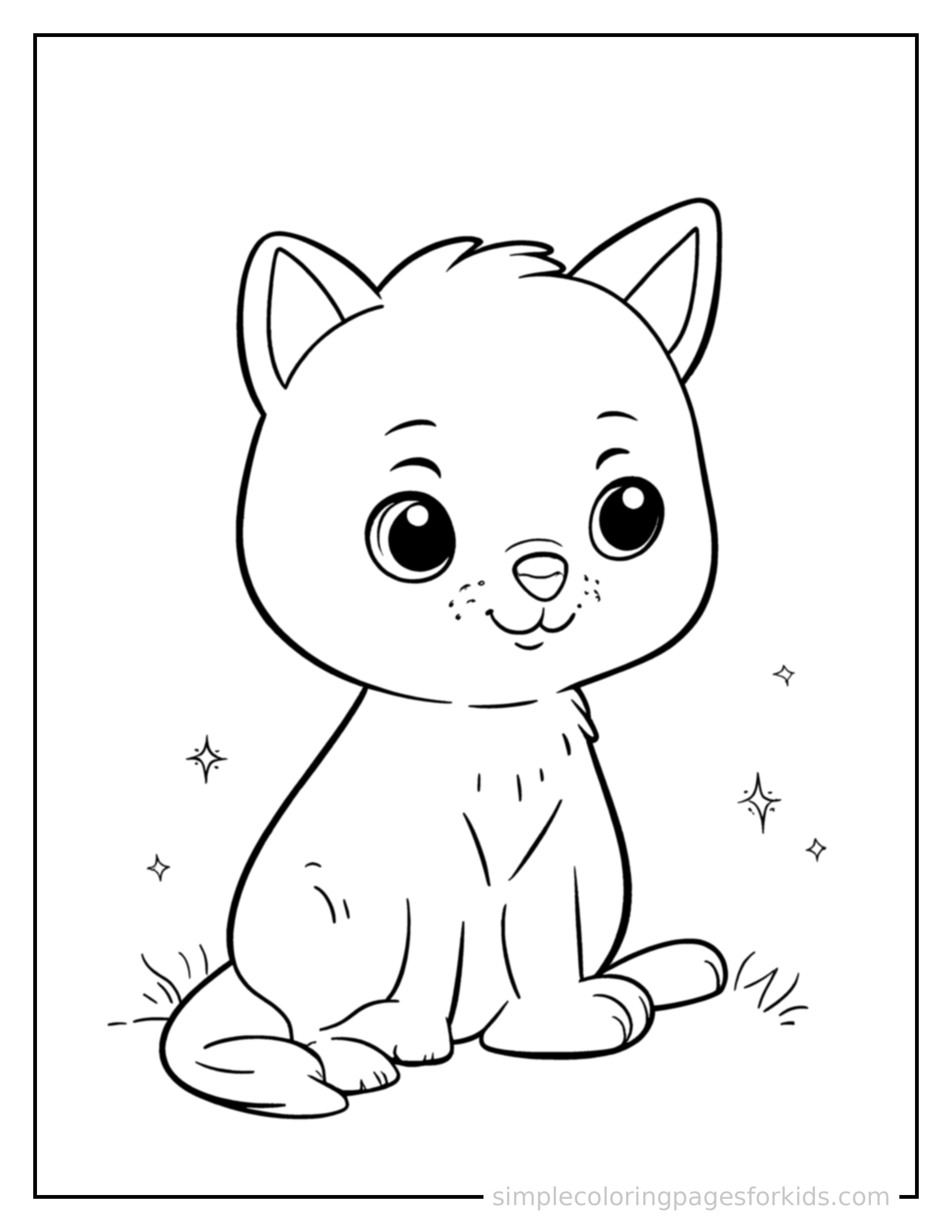 Free printable repeating pattern of shapes coloring page featuring a cute repeating pattern of shapes, shown from a slightly different angle with small decorative sparkle marks nearby.