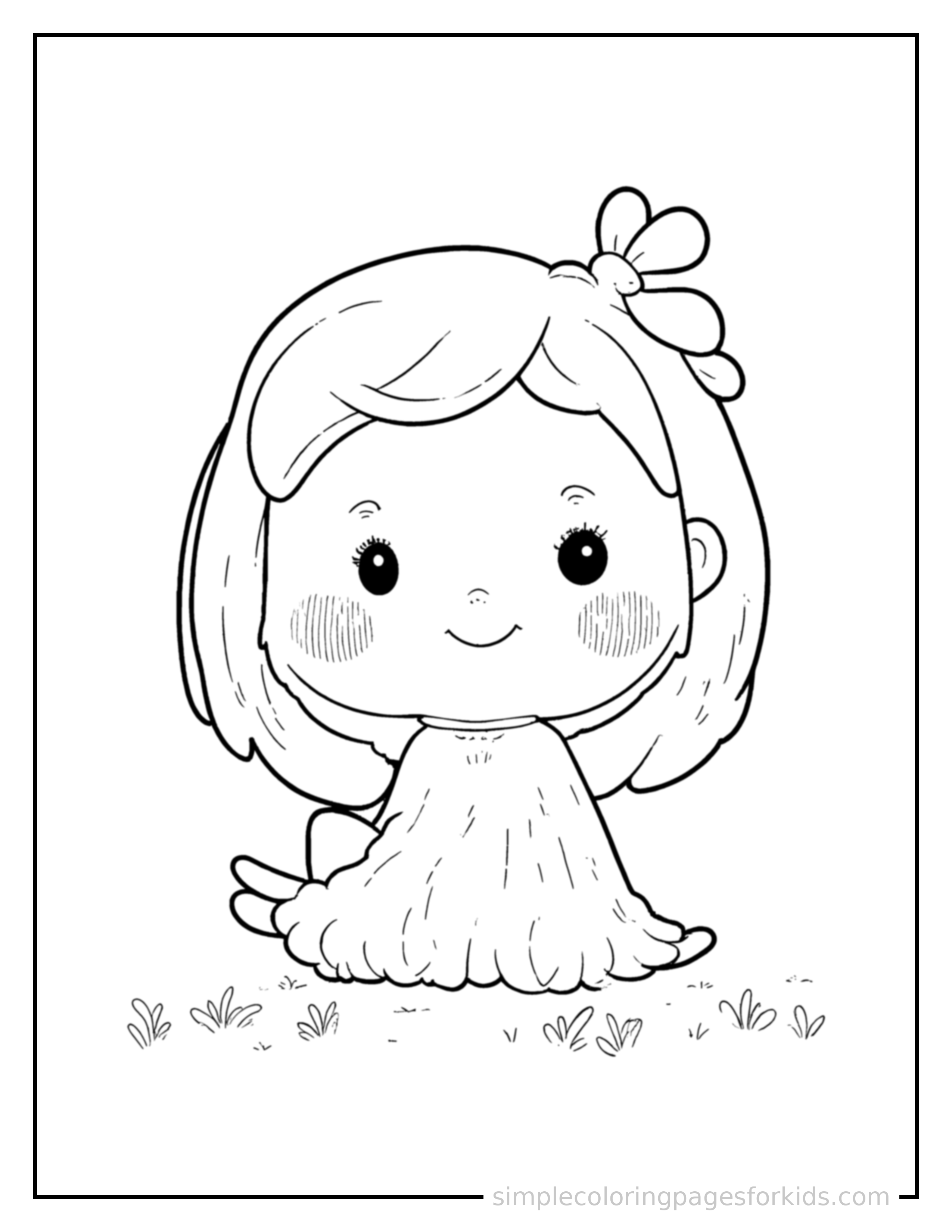 Free printable five senses illustration coloring page featuring a cute five senses illustration, shown as a simple central illustration with a cute smiling face.