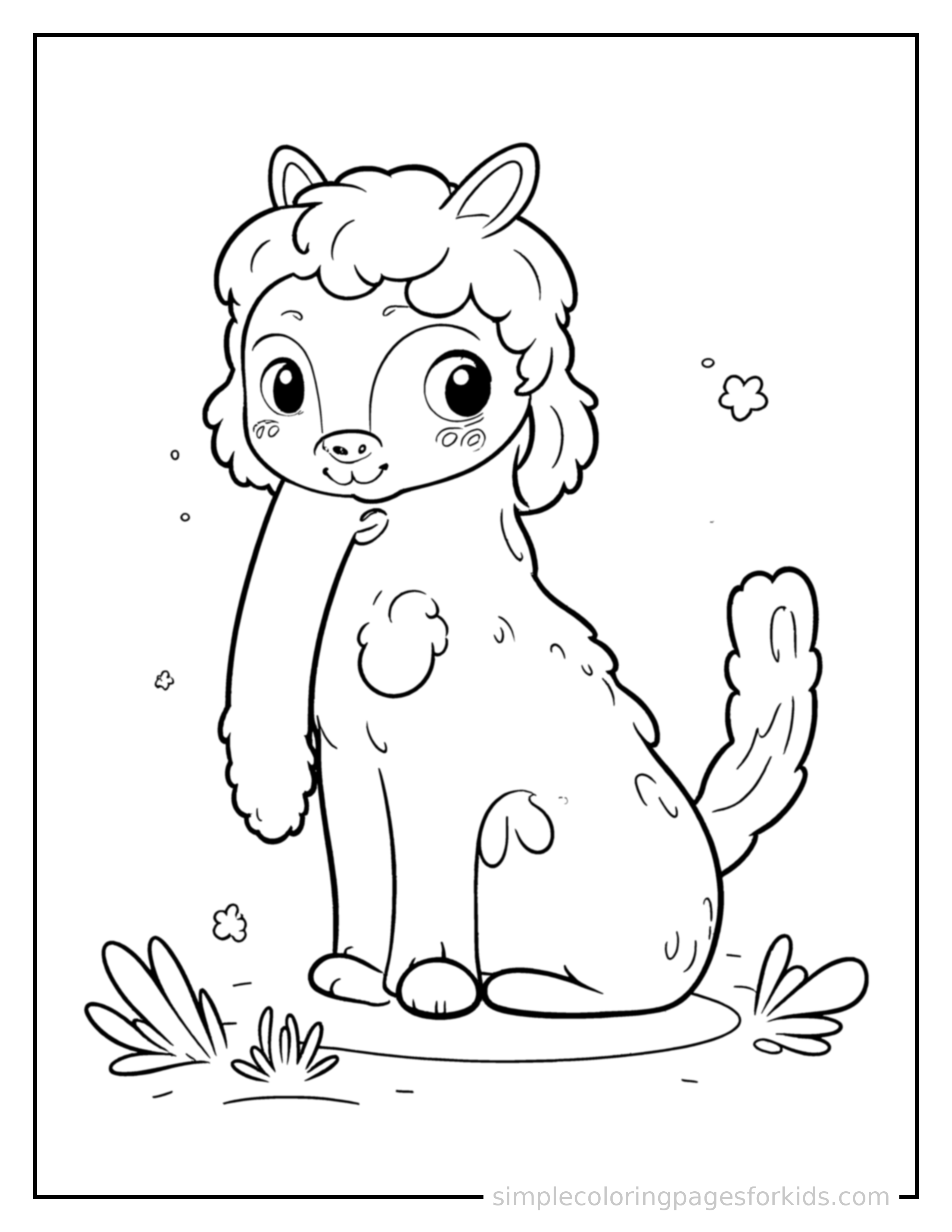 Free printable five senses illustration coloring page featuring a cute five senses illustration, shown from a slightly different angle with small decorative sparkle marks nearby.
